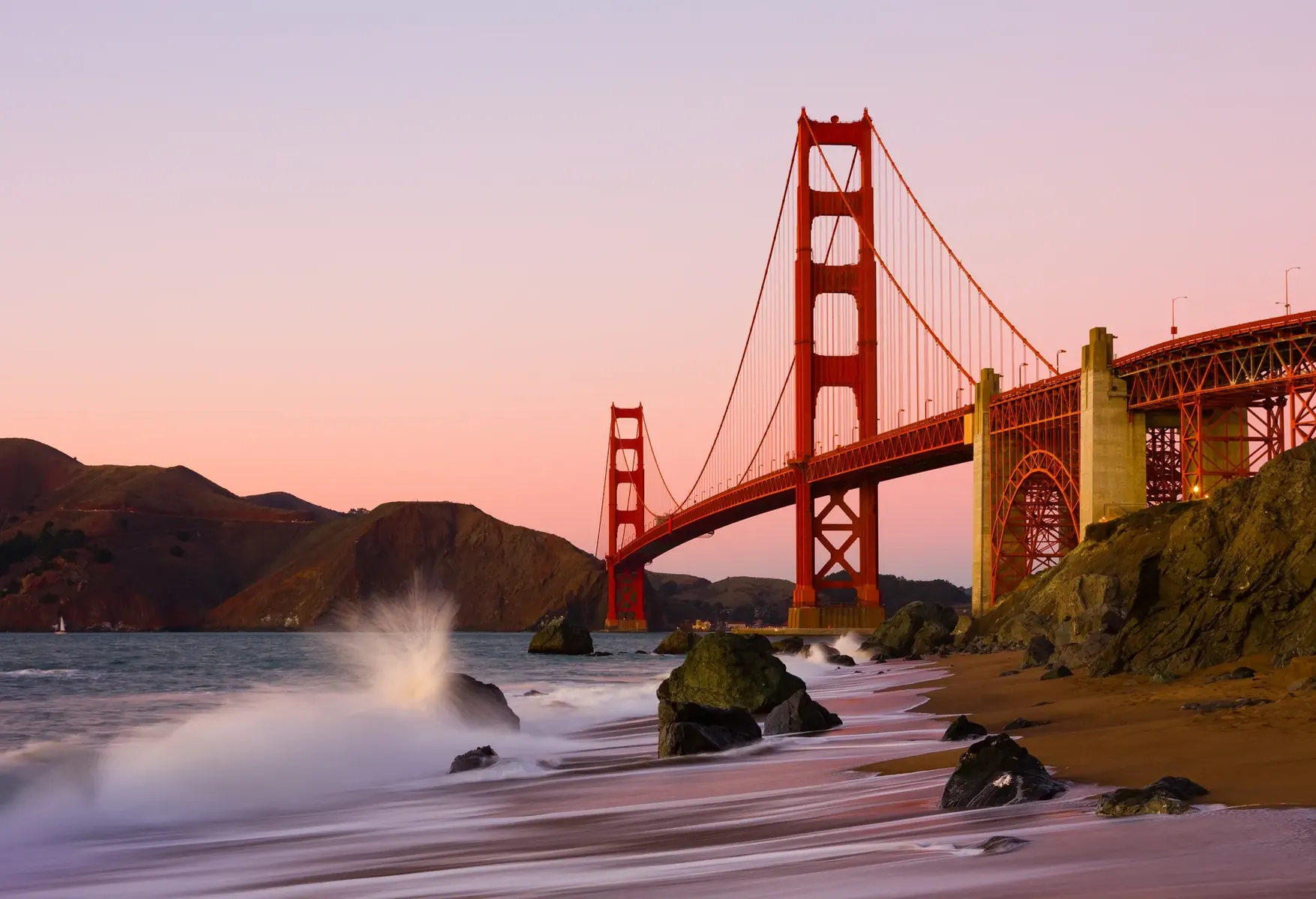 Golden Gate Bridge above the San Francisco shoreline